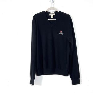 Fairway & Greene Italian Cashmere V-Neck Golf Sweater Mens Sz L Black Foxhunt